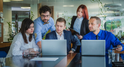 ERP implementation team at work